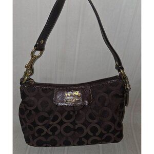 Coach  Madison Op Art Clutch Brown Fabric Gold Hardware 41991